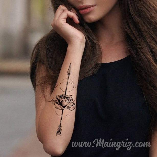 sketch flower geometric rose tattoo sticker sketches – Fake Tattoos
